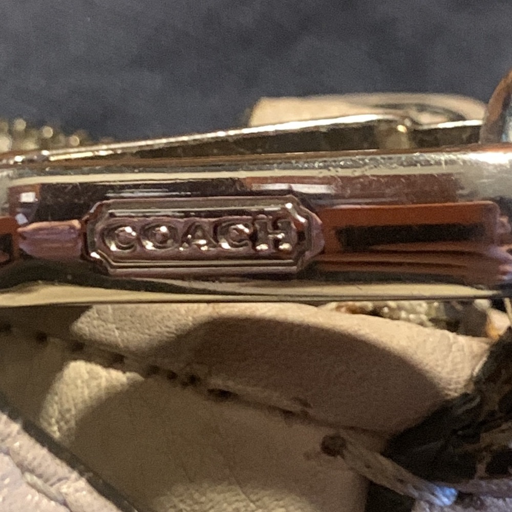 COACH MADISON SOPHIA PURSE IVORY CREAM WITH SNAKE PYTHON PRINT TRIM - Picture 12 of 14